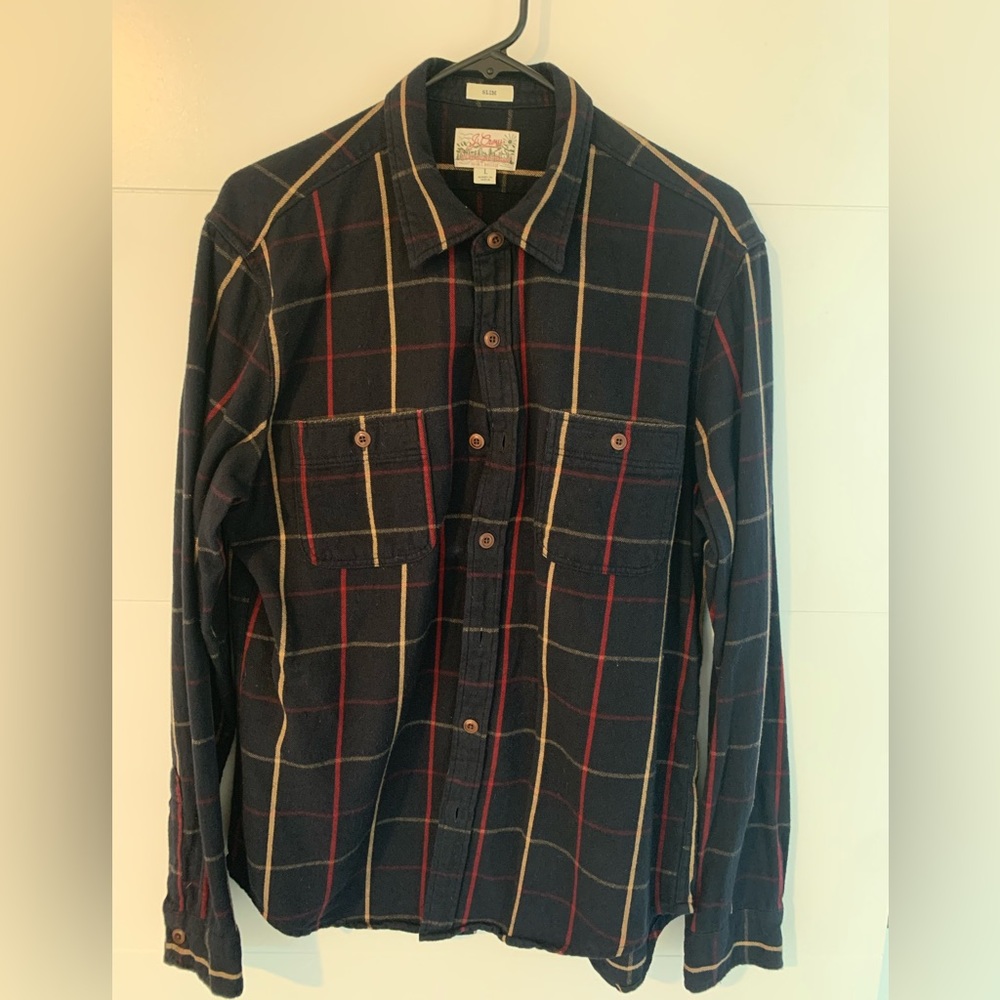 J. Crew Mid-Weight Flannel — Slim Fit, Size Large